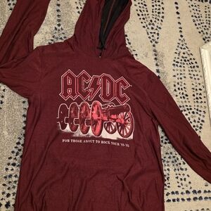 AC/DC Red and Black Pullover Hoodie with Logo
